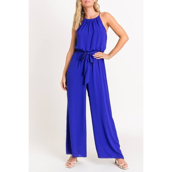 Lush Pants & Jumpsuits Halter Neck Jumpsuit Indigo Poshmark